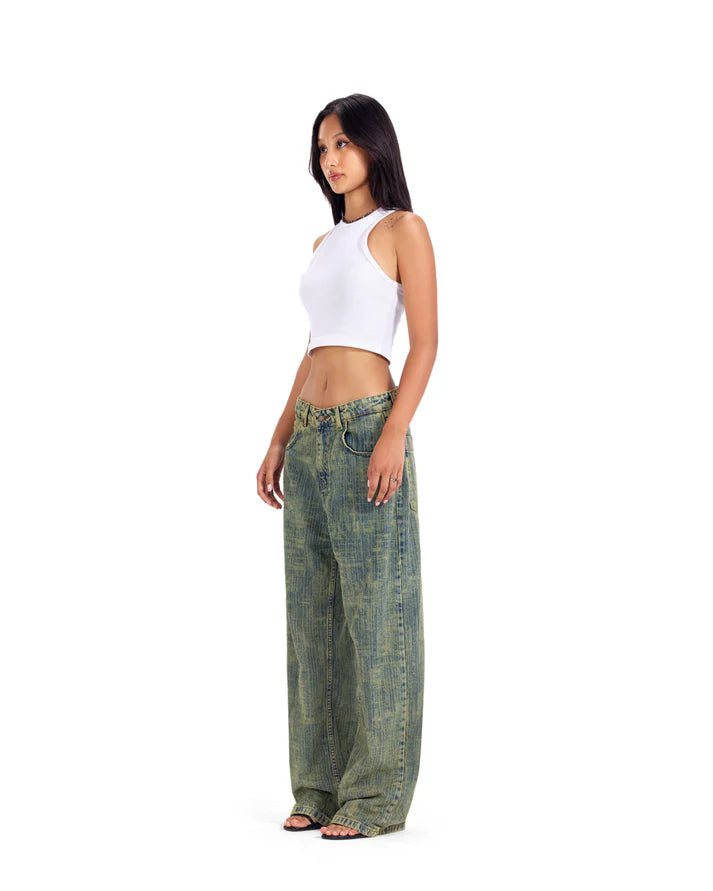 Distressed Denim - Gradient Green