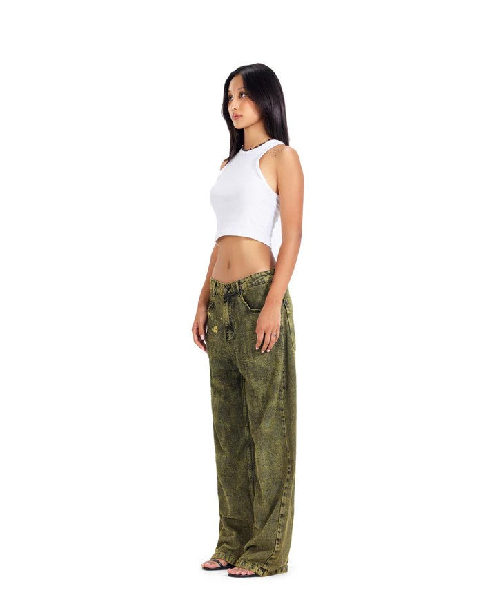 Distressed Denim - Olive