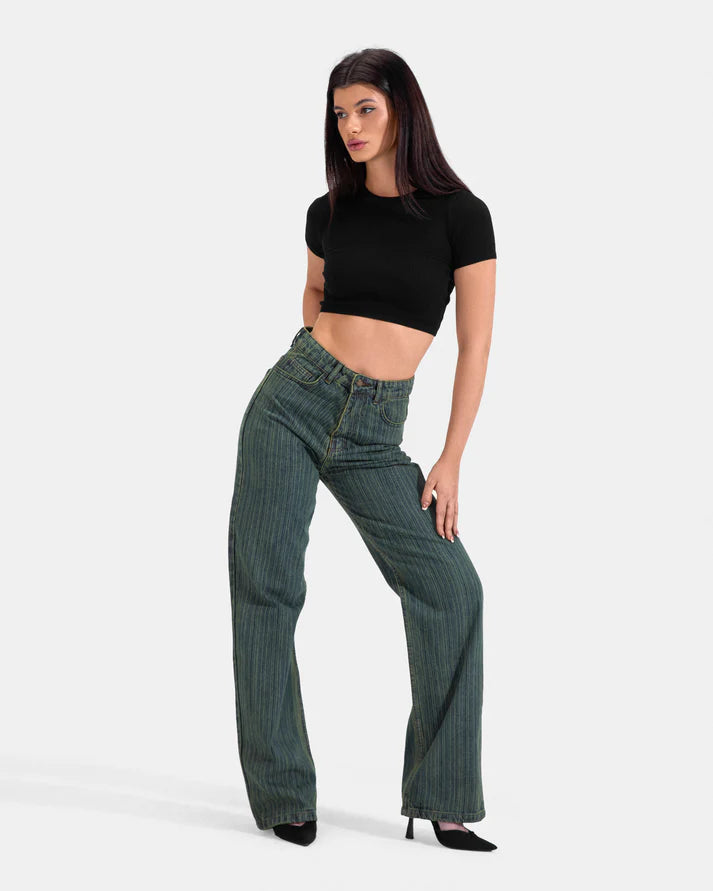 Striped Jeans Cielo Green