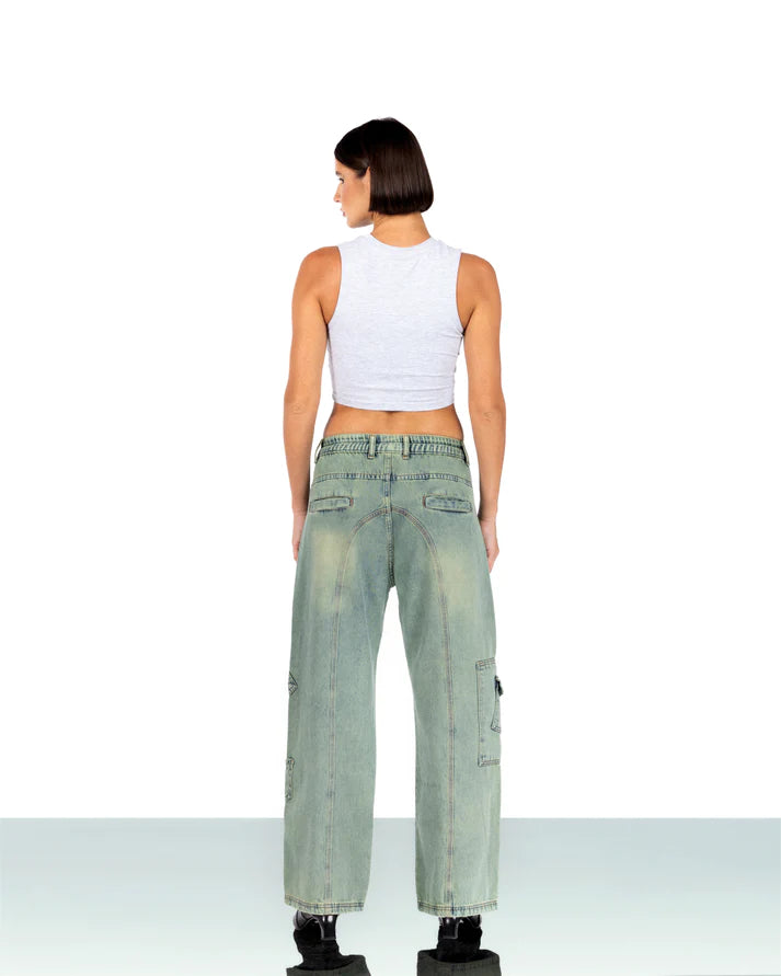 elastic jeans green