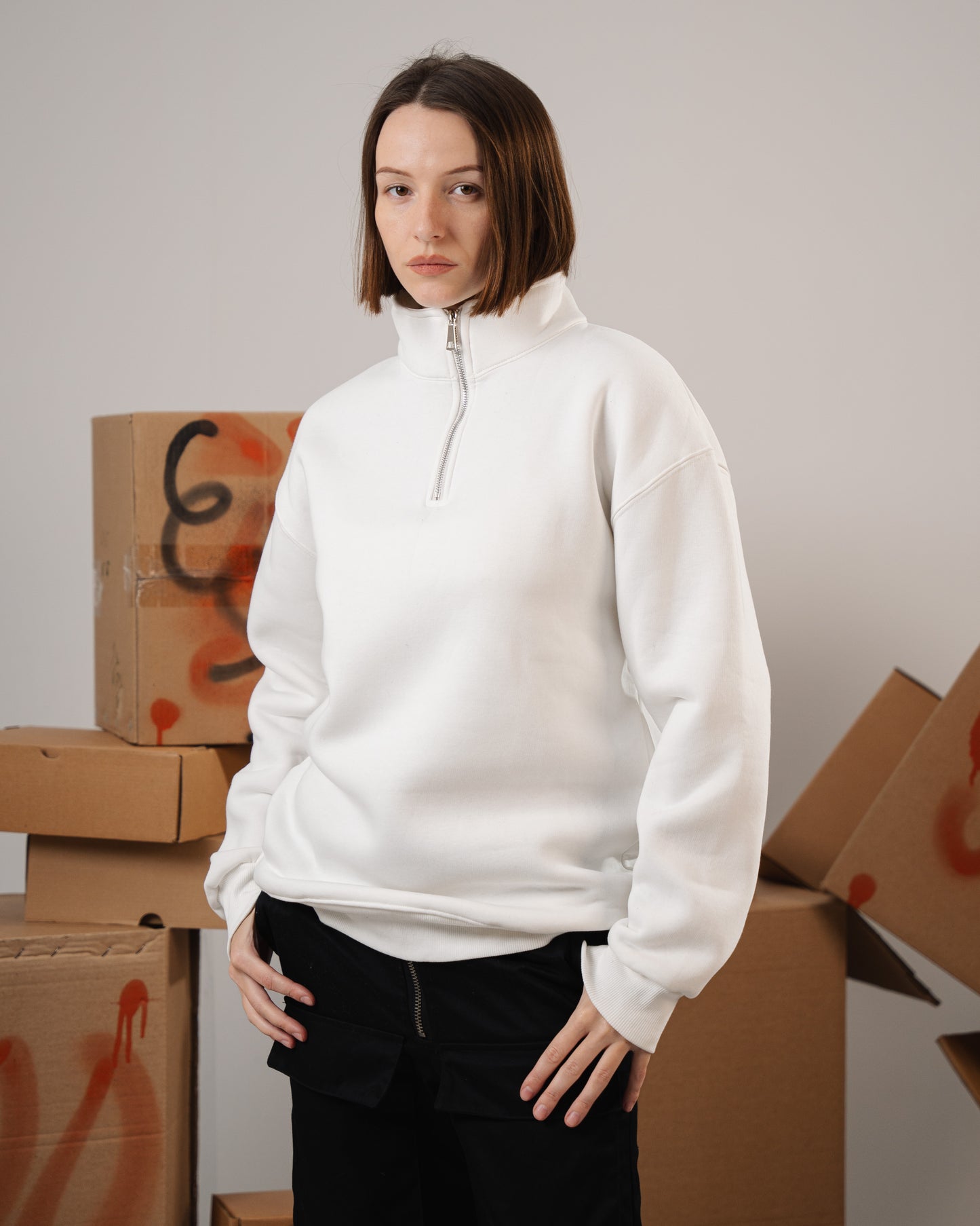 White Quarter zip